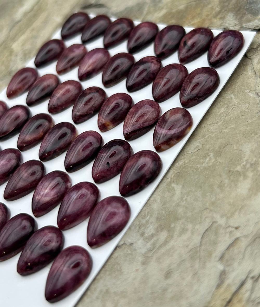 Purple Spiny Oyster Calibrated Teardrop Cabochons 10x14mm
