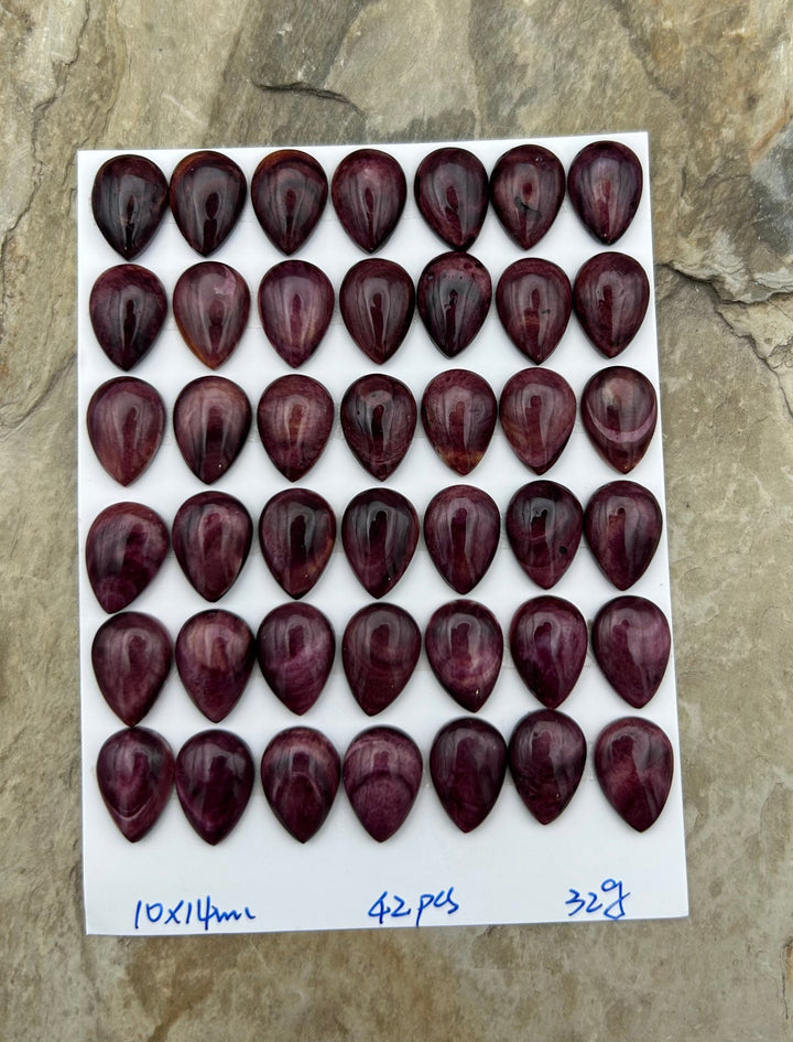 Purple Spiny Oyster Calibrated Teardrop Cabochons 10x14mm