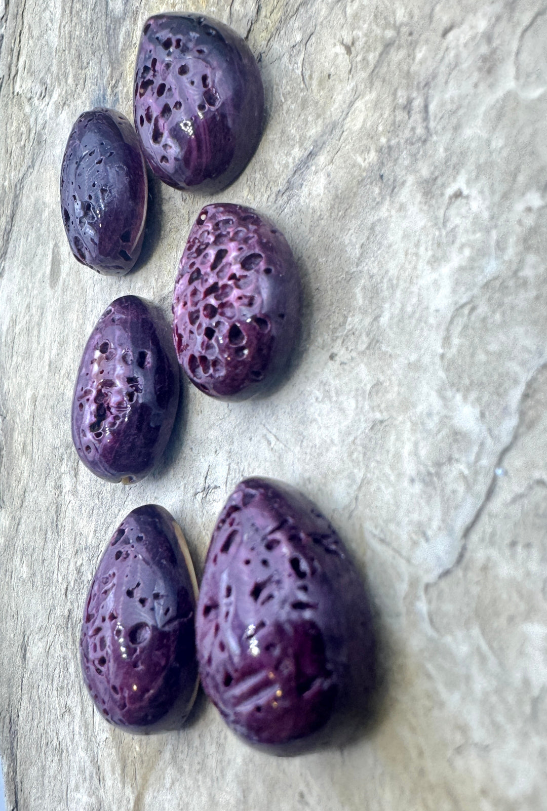 Purple Spiny Oyster Earring Slab Bead Pair 15x20mm One Pair