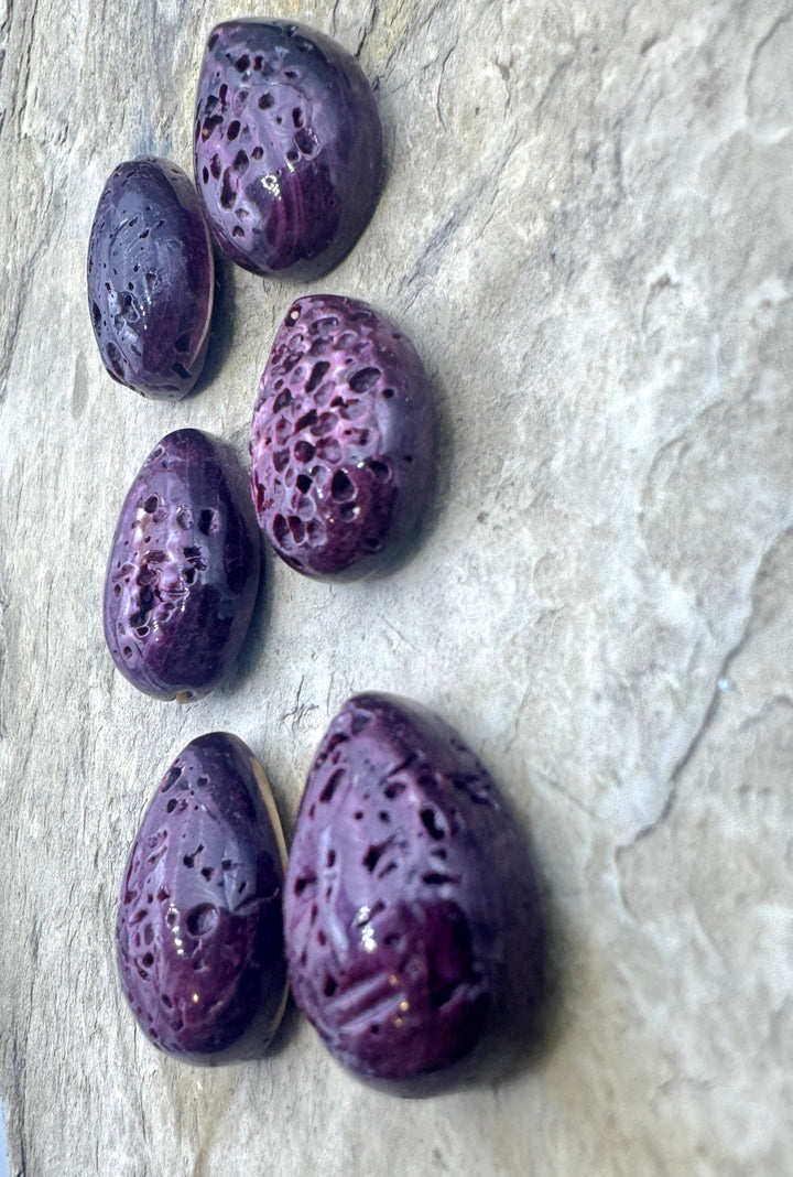 Purple Spiny Oyster Earring Slab Bead Pair 15x20mm One Pair