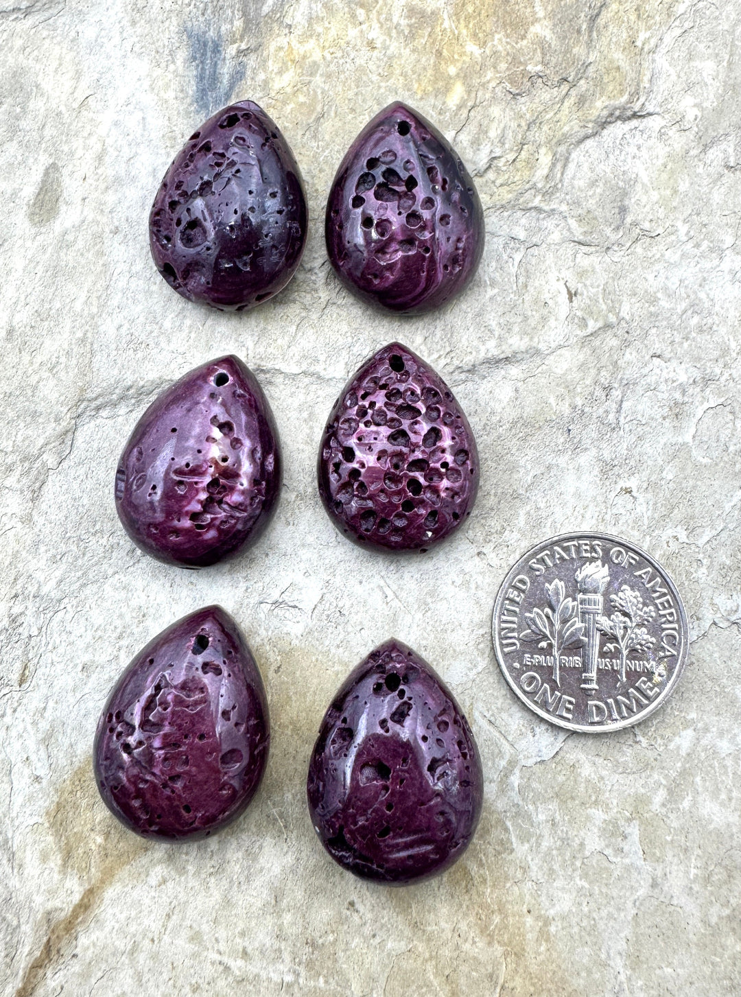Purple Spiny Oyster Earring Slab Bead Pair 15x20mm One Pair
