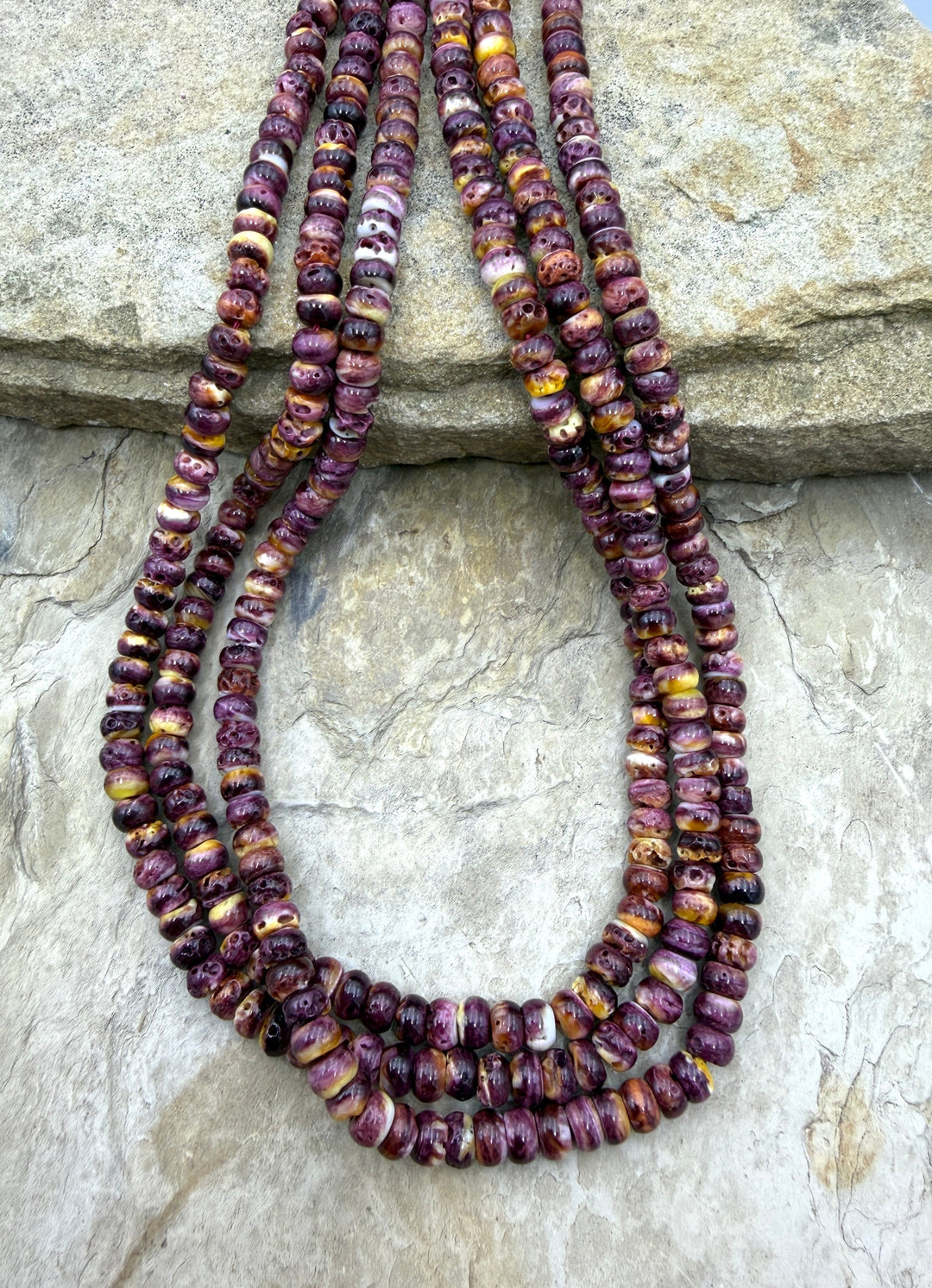 Purple Spiny Oyster Rondelle 6mm Beads 16 inch Strand