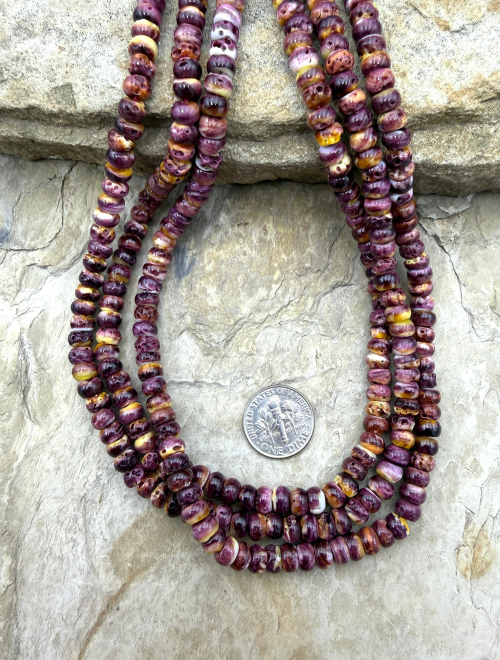 Purple Spiny Oyster Rondelle 6mm Beads 16 inch Strand