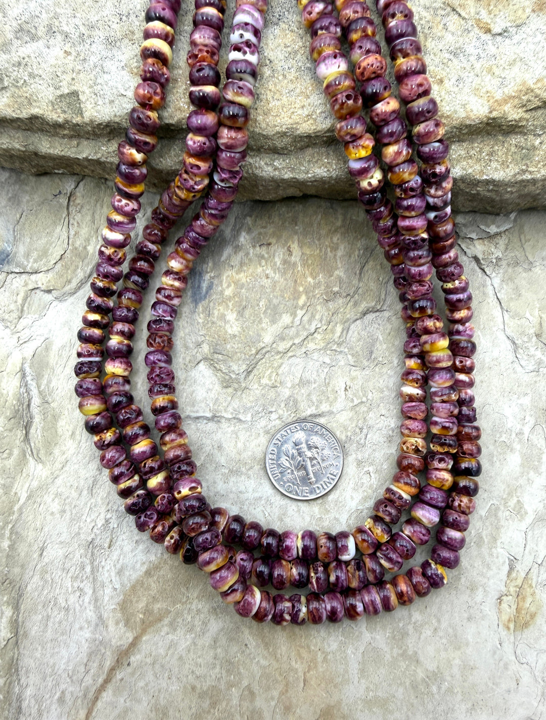 Purple Spiny Oyster Rondelle 6mm Beads 16 inch Strand