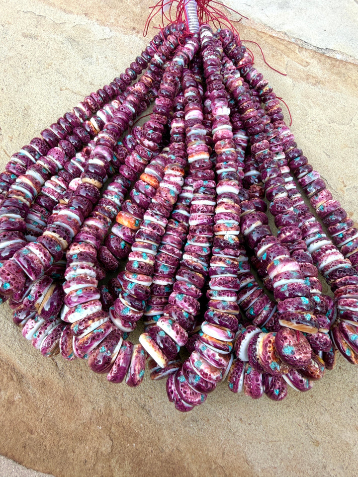 Purple Spiny Oyster With Turquoise Inlay BIG Graduated