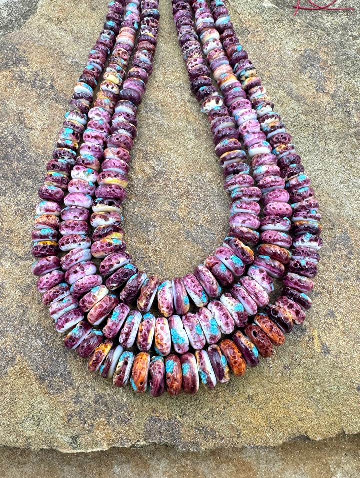 Purple Spiny Oyster with Turquoise Inlay Graduated 6-12mm