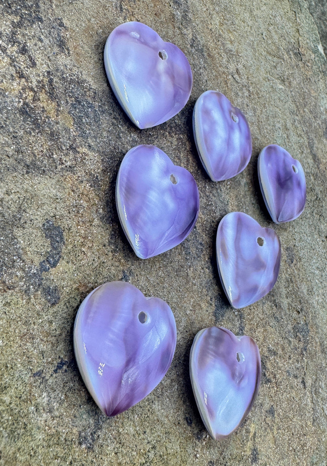 Purple Wampum/Quahog Large Hole 25mm Heart Focal Pendant