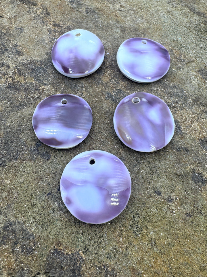 Purple Wampum/Quahog Large Hole 25mm Round Focal Pendant