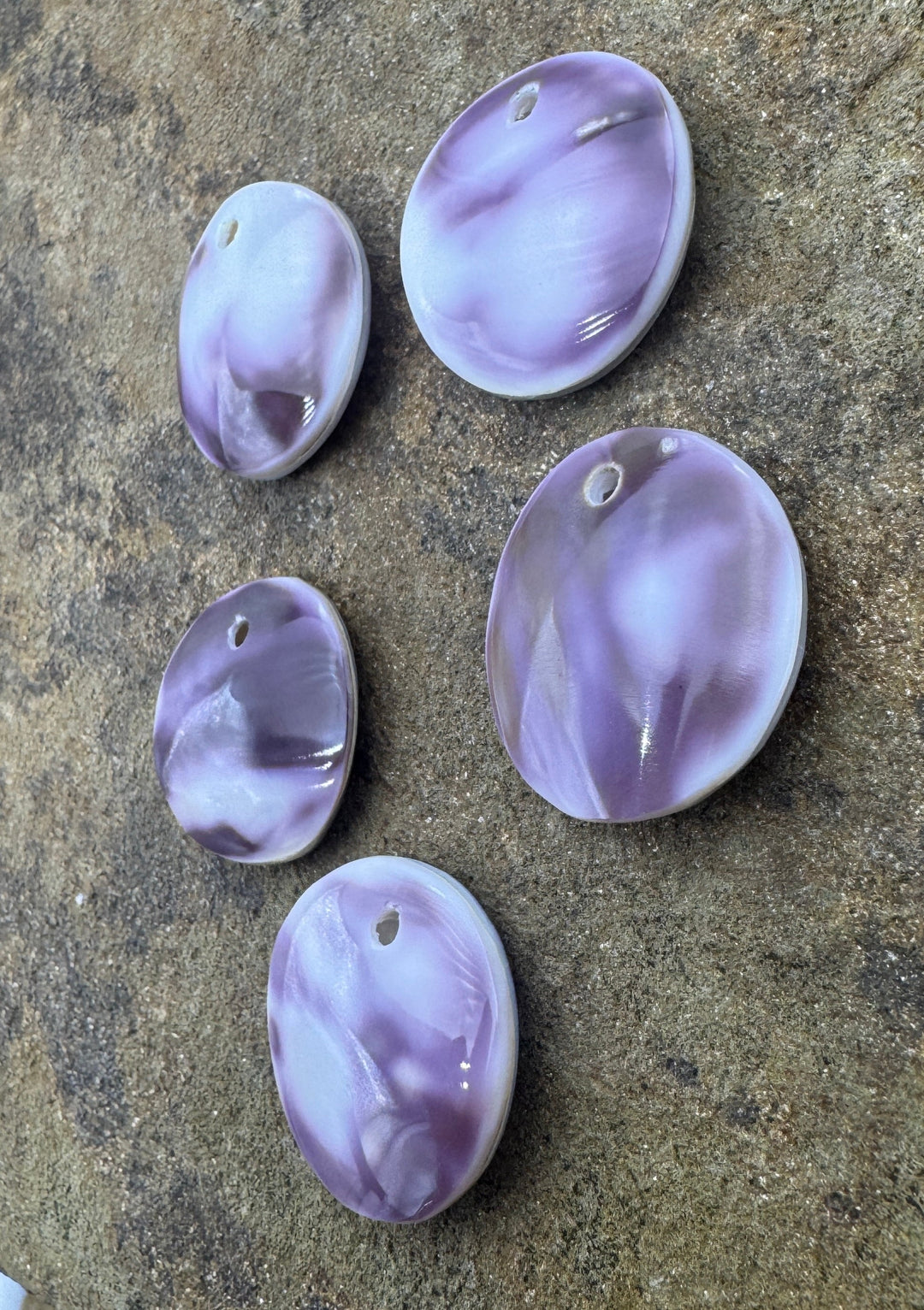 Purple Wampum/Quahog Large Hole 25mm Round Focal Pendant