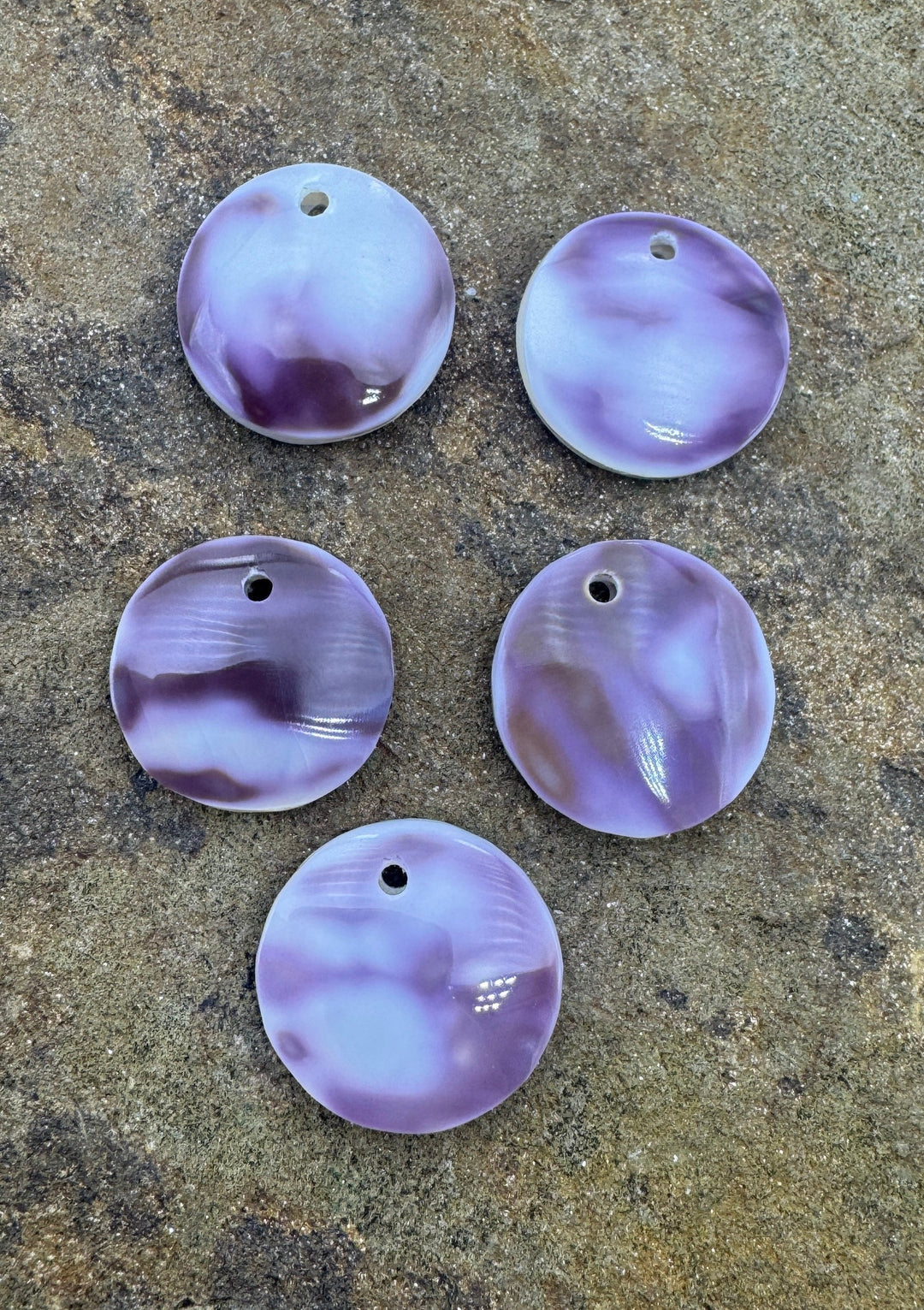 Purple Wampum/Quahog Large Hole 25mm Round Focal Pendant
