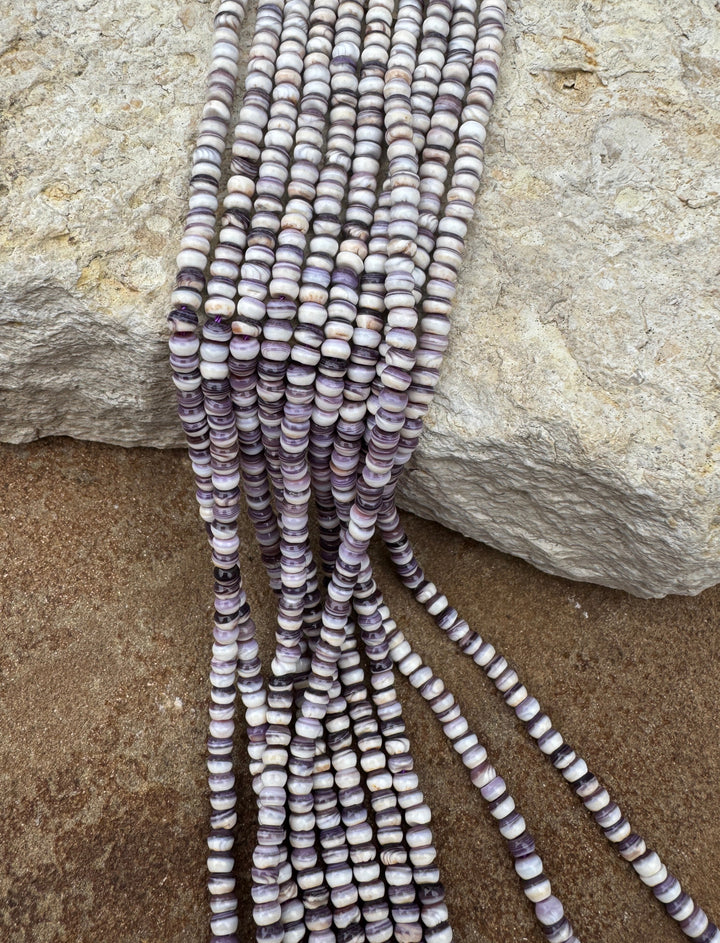 Purple Wampum/Quahog Shell 4mm Rondell Beads 16 inch Strand