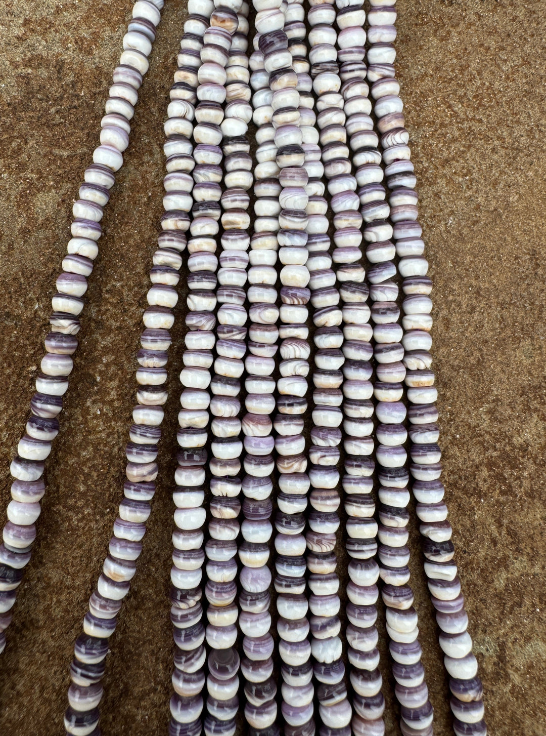Purple Wampum/Quahog Shell 4mm Rondell Beads 16 inch Strand