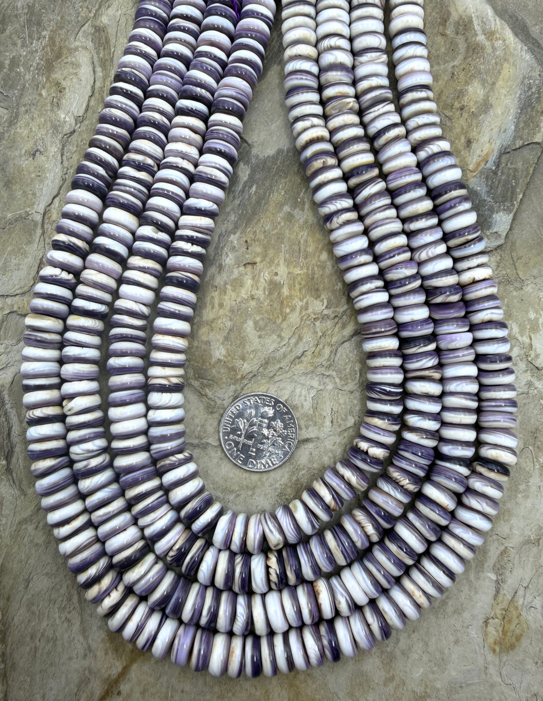 Purple Wampum/Quahog Shell 8mm Button Beads,16 Inch