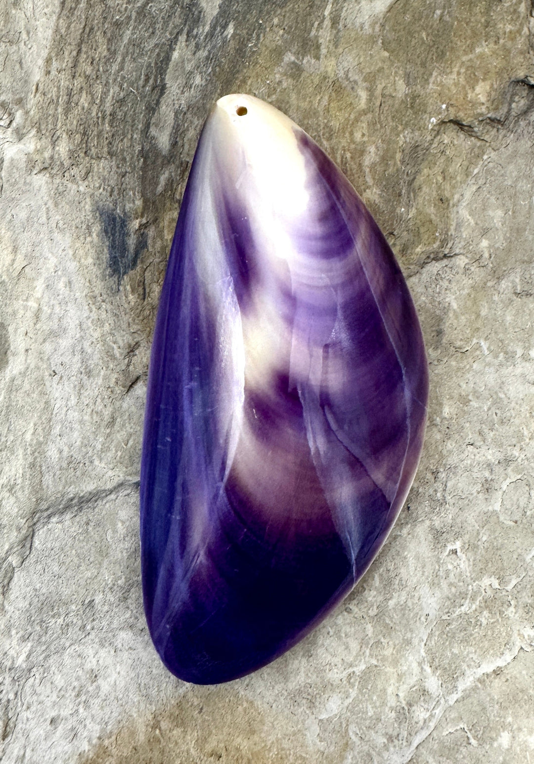 Purple Wampum/Quahog Shell Natural BIG Shell Pendant