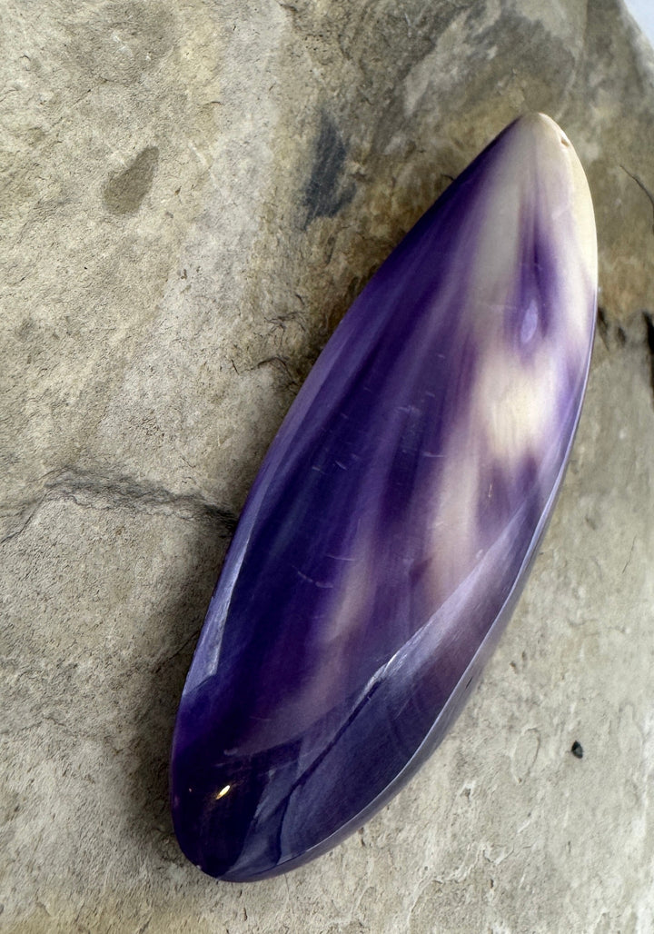 Purple Wampum/Quahog Shell Natural BIG Shell Pendant