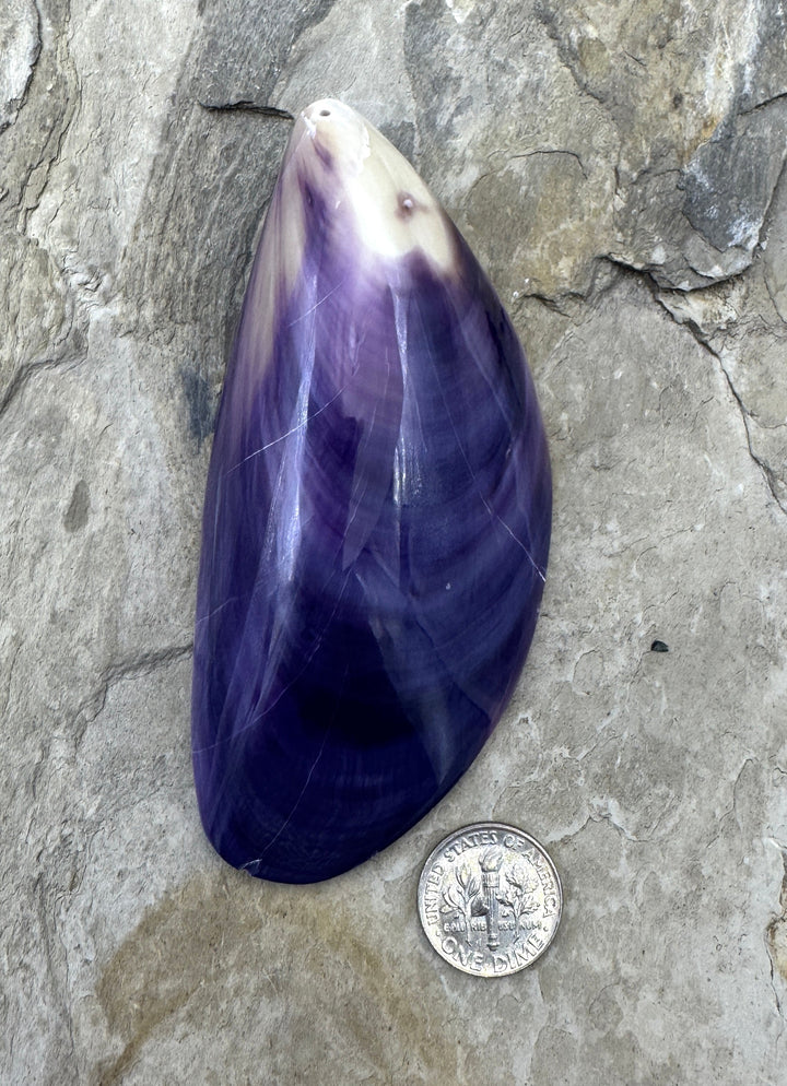 Purple Wampum/Quahog Shell Natural HUGE Shell Pendant