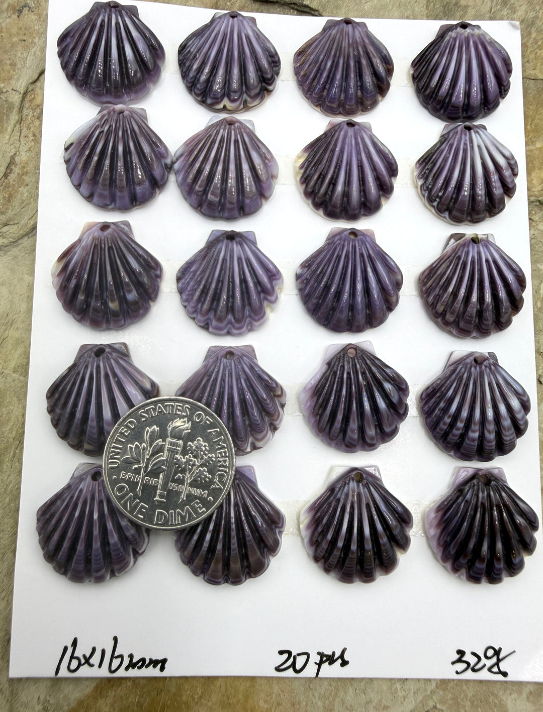 Purple Wampum/Quahog Shell sea Shell Shaped Focal Beads