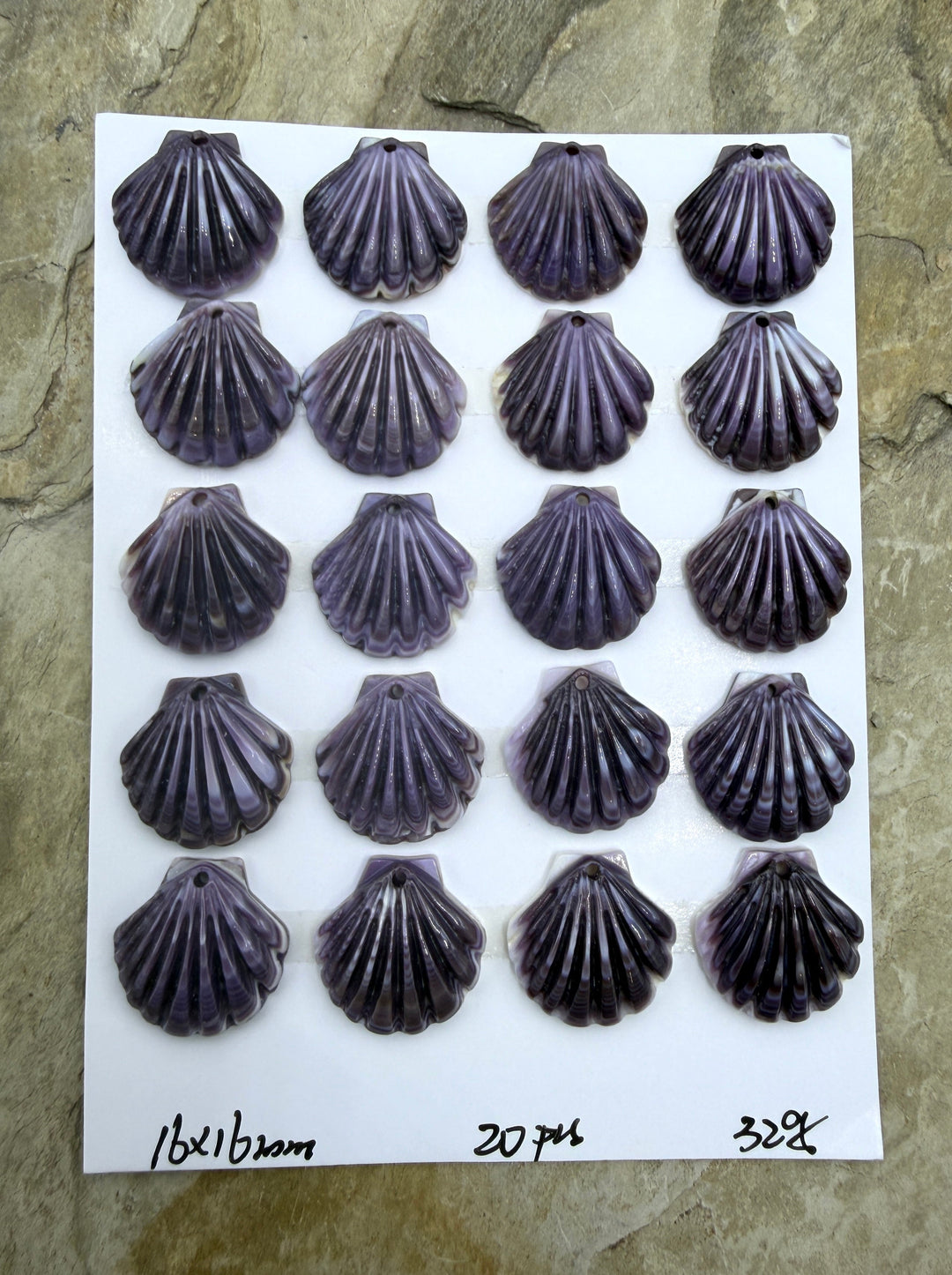 Purple Wampum/Quahog Shell sea Shell Shaped Focal Beads