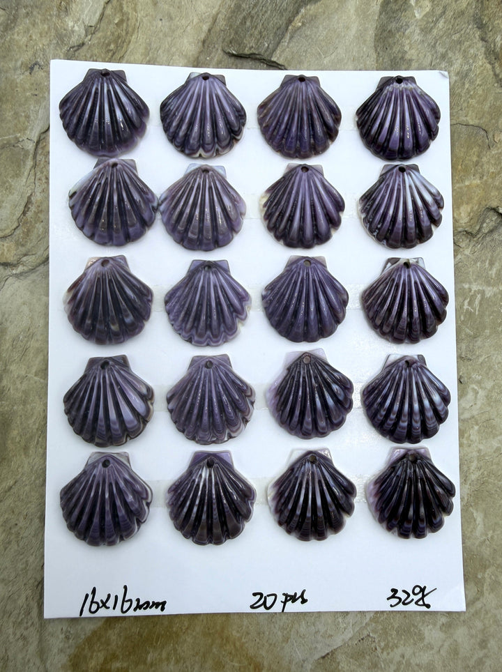 Purple Wampum/Quahog Shell sea Shell Shaped Focal Beads
