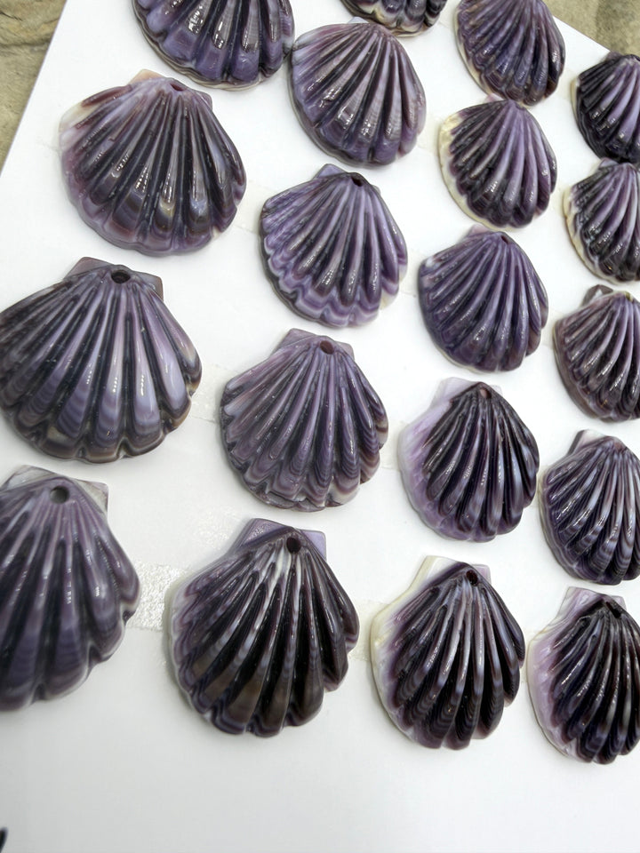Purple Wampum/Quahog Shell sea Shell Shaped Focal Beads