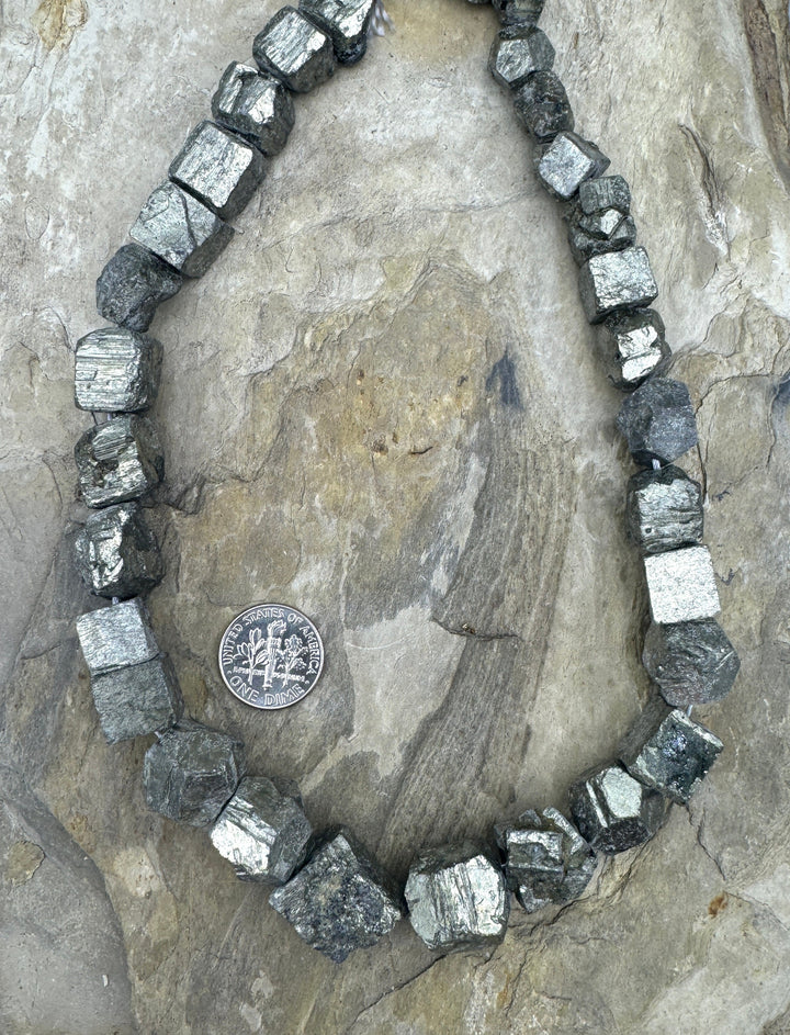 Pyrite Graduated Chunky Graduated Nugget Strand 16 inch