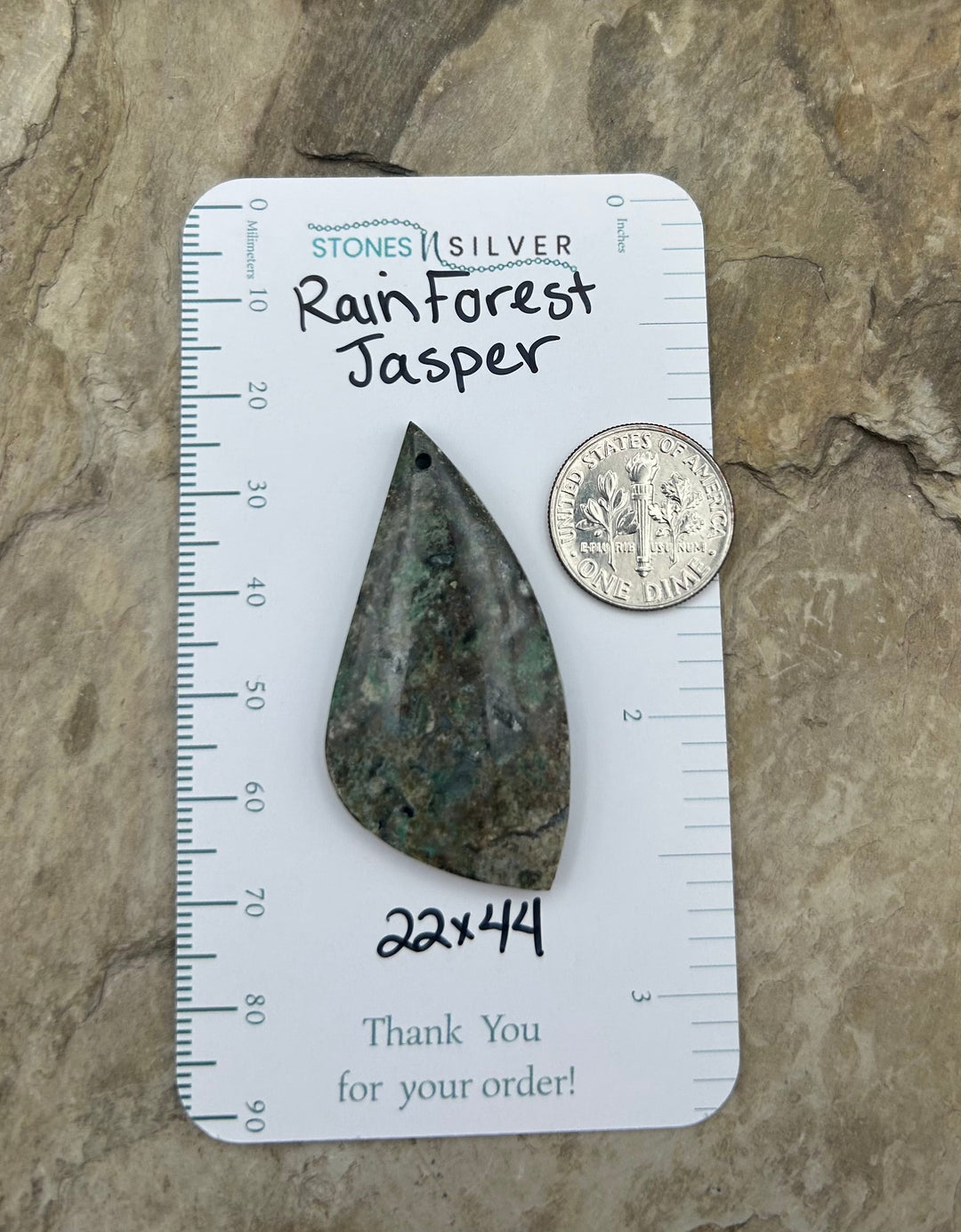 Rainforest Jasper Focal Pendant Bead 22x44mm - California