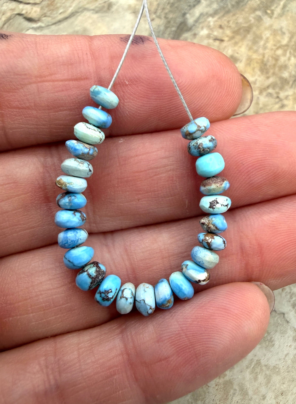 RARE A+ Golden Hills Turquoise (Kazakhstan) Handcut 4.5-5mm