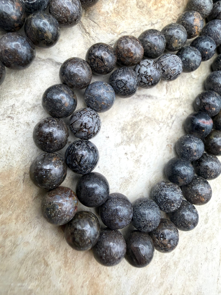 RARE AA+ High Pattern Utah Dinosaur Bone 8mm Round Beads 16