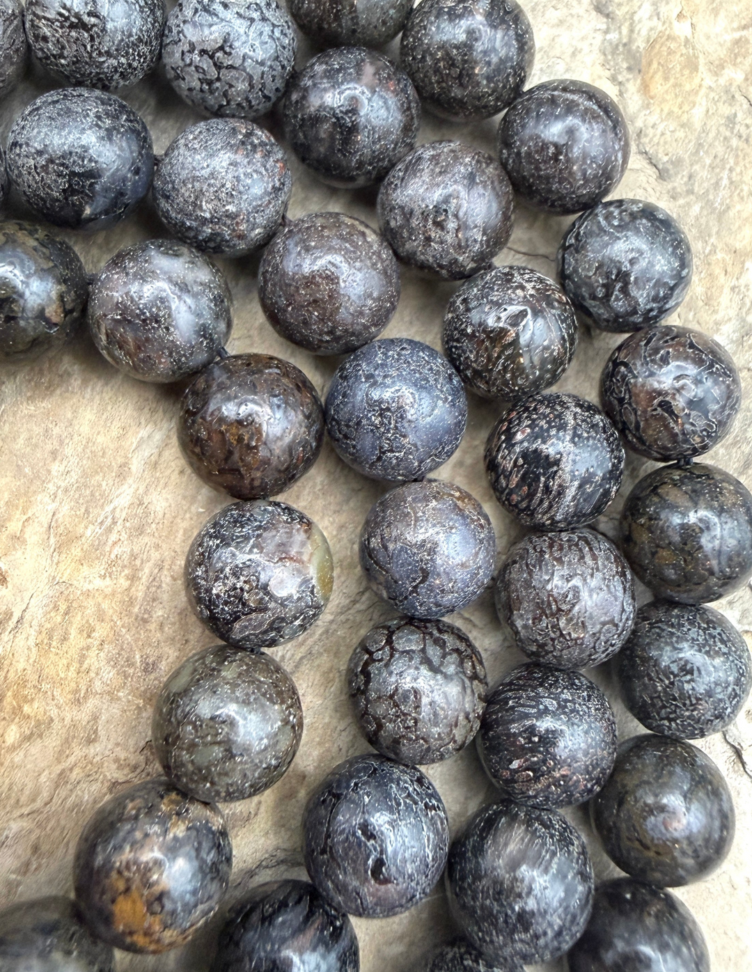 RARE AA+ High Pattern Utah Dinosaur Bone 8mm Round Beads 16