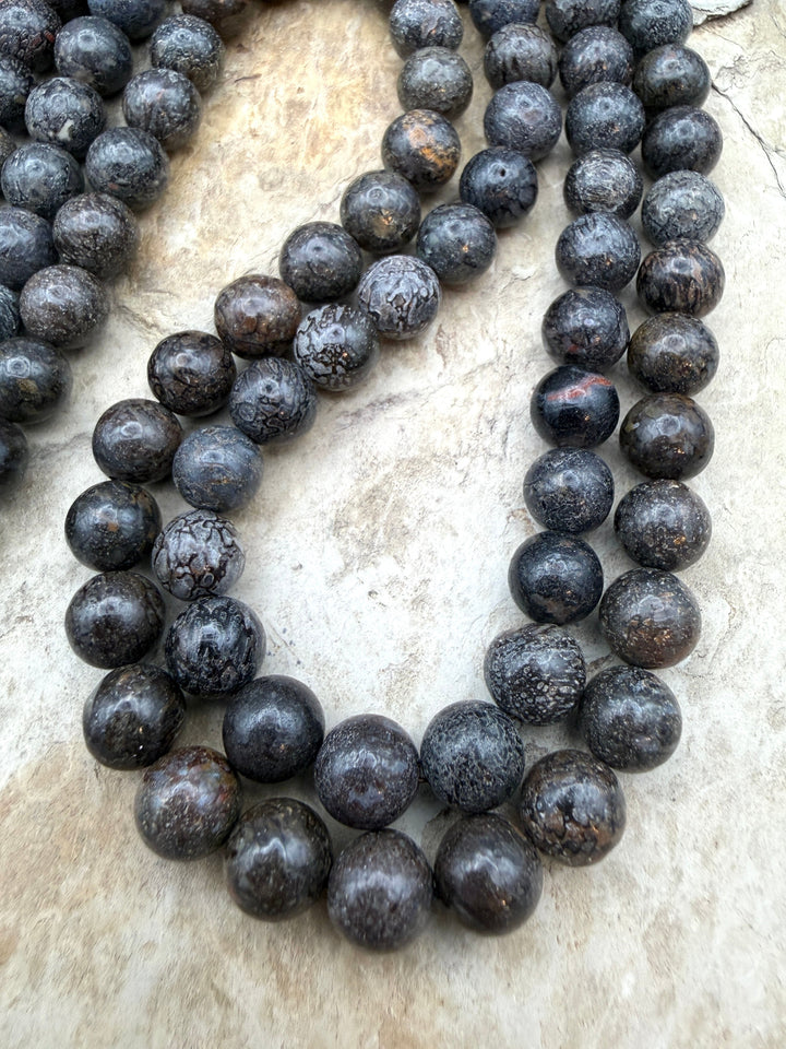 RARE AA+ High Pattern Utah Dinosaur Bone 8mm Round Beads 16