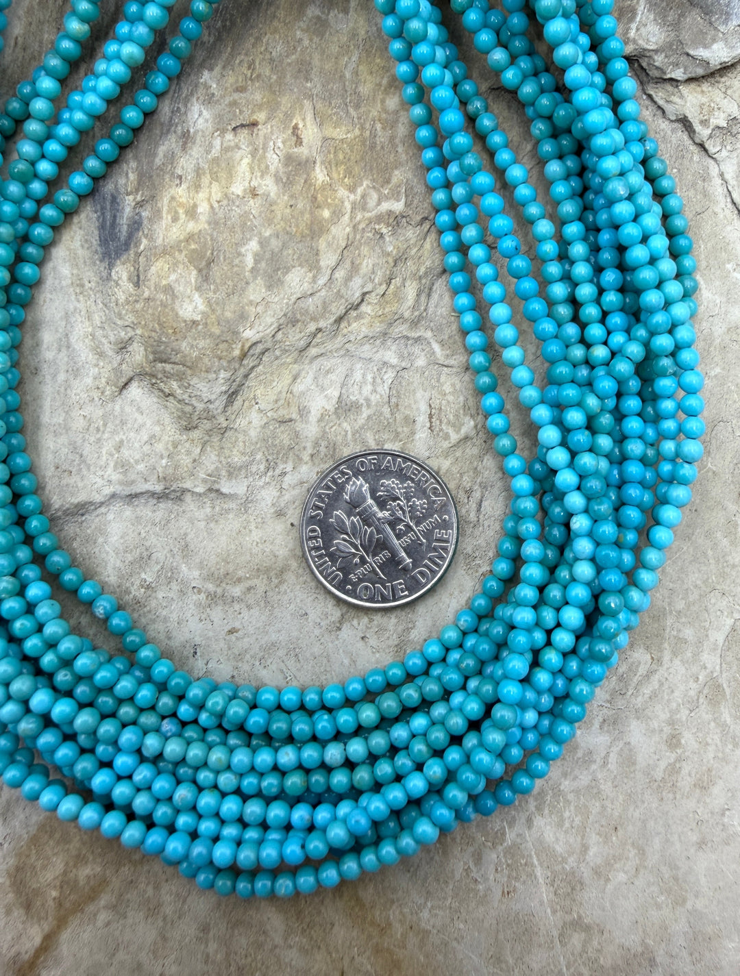 RARE AAA+ Blue Ridge Turquoise (Nevada) 2.5mm Round Beads
