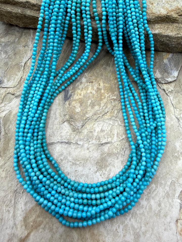 RARE AAA+ Blue Ridge Turquoise (Nevada) 2.5mm Round Beads