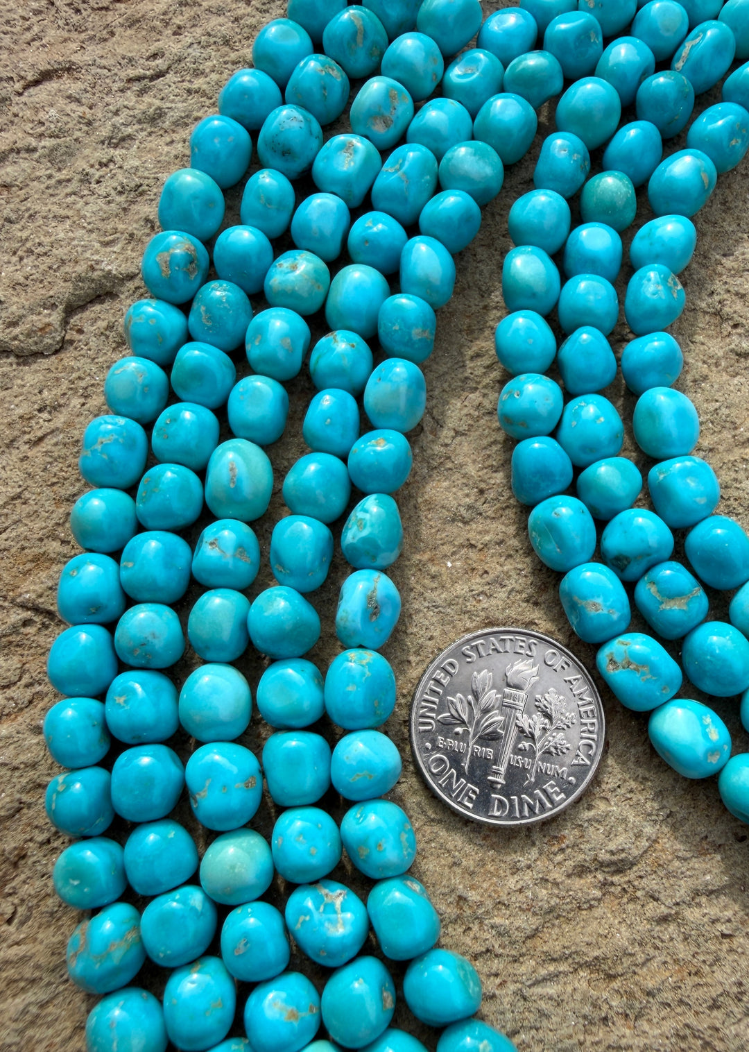 RARE AAA+ Blue Ridge Turquoise (Nevada) 6mm Rounded Nugget
