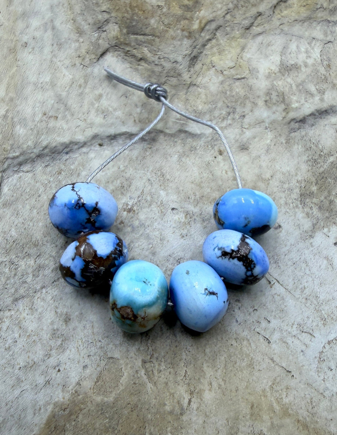 RARE AAA+ Golden Hills Turquoise (Kazakhstan) Handcut BIG Graduated 7-7.5mm Rondelle Beads, Set of 9 Beads