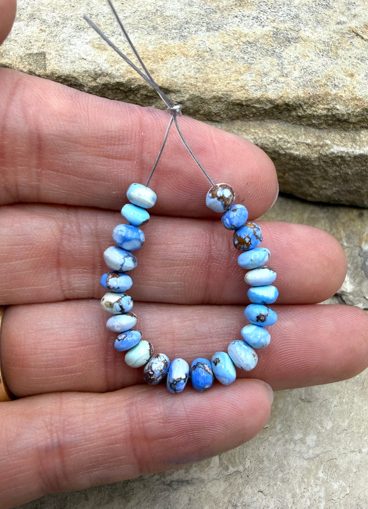 RARE AAA+ Golden Hills Turquoise (Kazakhstan) Handcut Graduated 5mm Rondell Beads/22 Beads