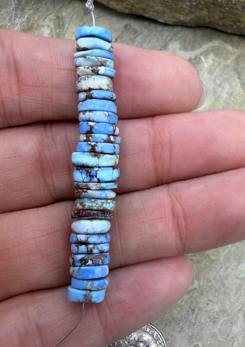 RARE AAA+ Golden Hills Turquoise (Kazakhstan) Heishi Beads 7-9mm, 25 Beads