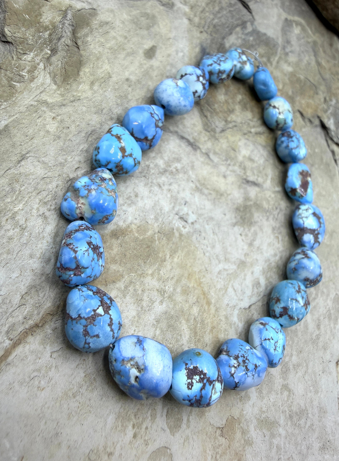 RARE AAA+ Golden Hills Turquoise (Kazakhstan) Large Rounded Nugget Beads 10-10x13mm,9.5 Inch Strand/20 Beads