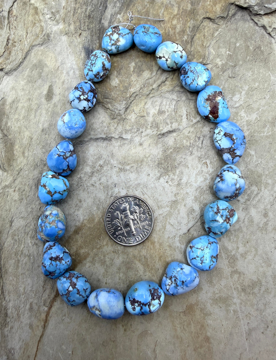 RARE AAA+ Golden Hills Turquoise (Kazakhstan) Large Rounded Nugget Beads 10-10x13mm,9.5 Inch Strand/20 Beads