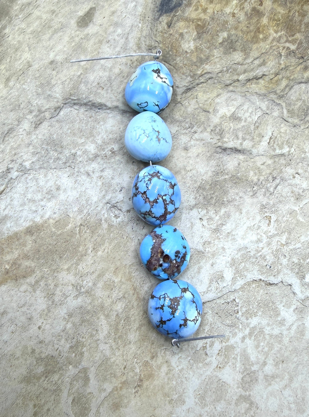 RARE AAA+ Golden Hills Turquoise (Kazakhstan) Large Rounded Nugget Beads 10-12mm, 5 Beads