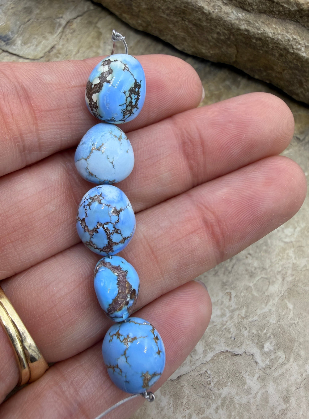 RARE AAA+ Golden Hills Turquoise (Kazakhstan) Large Rounded Nugget Beads 10-12mm, 5 Beads