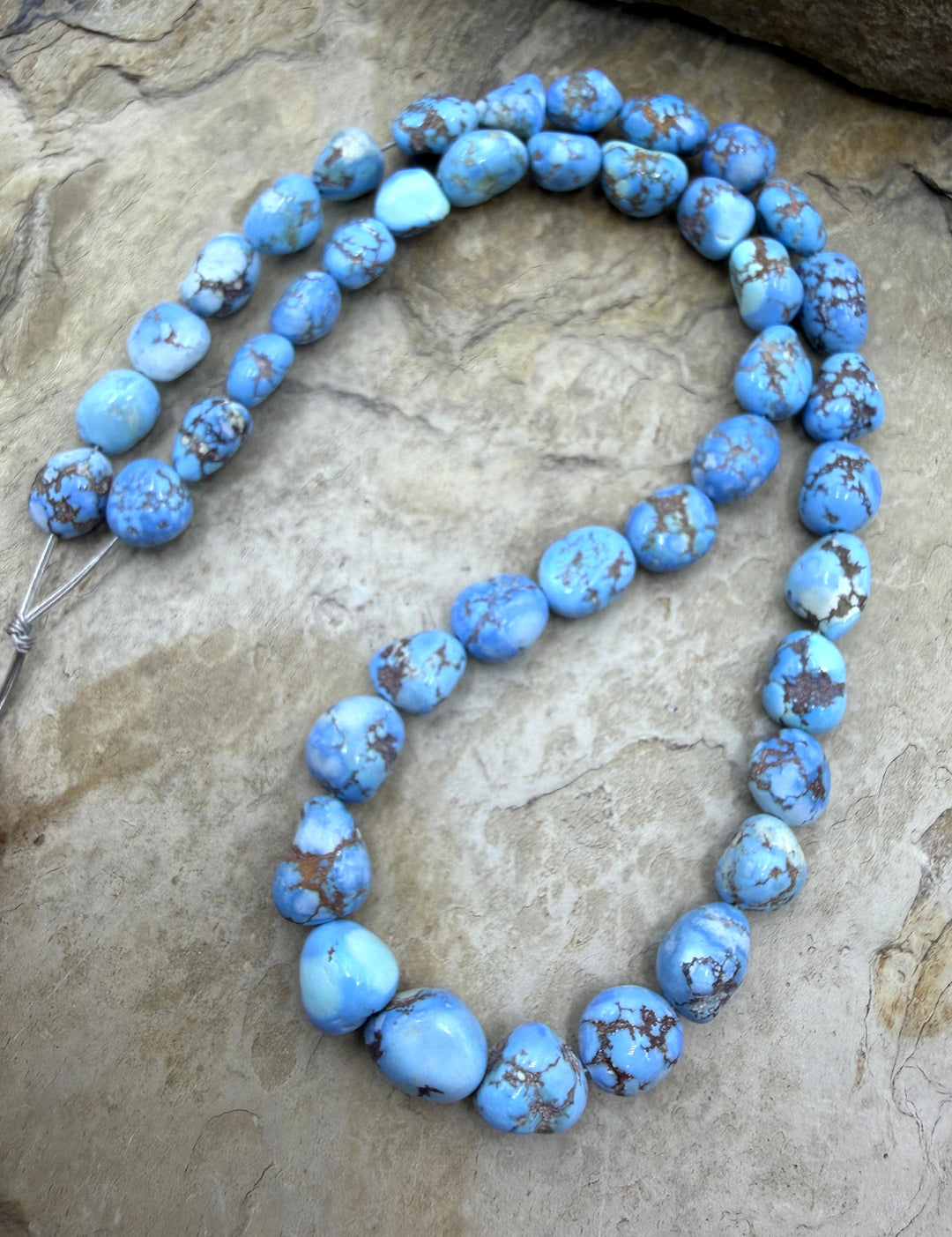 RARE AAA+ Golden Hills Turquoise (Kazakhstan) Large Rounded Nugget Beads 8-10mm, 16 Inch Strand/43 Beads 