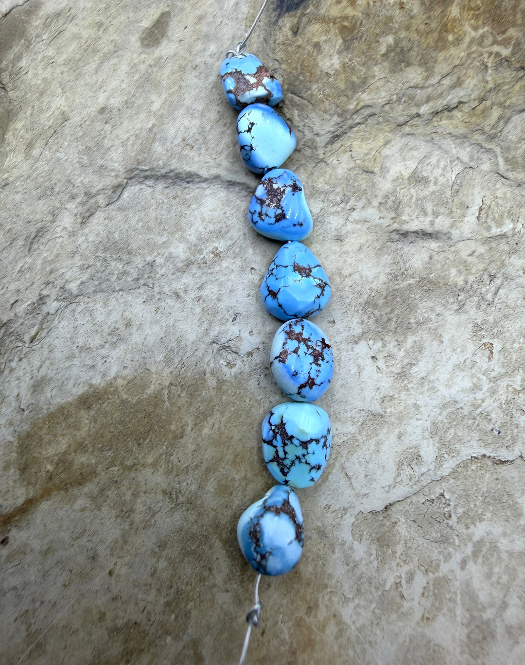 RARE AAA+ Golden Hills Turquoise (Kazakhstan) Large Rounded Nugget Beads 8-10mm, 7 Beads 