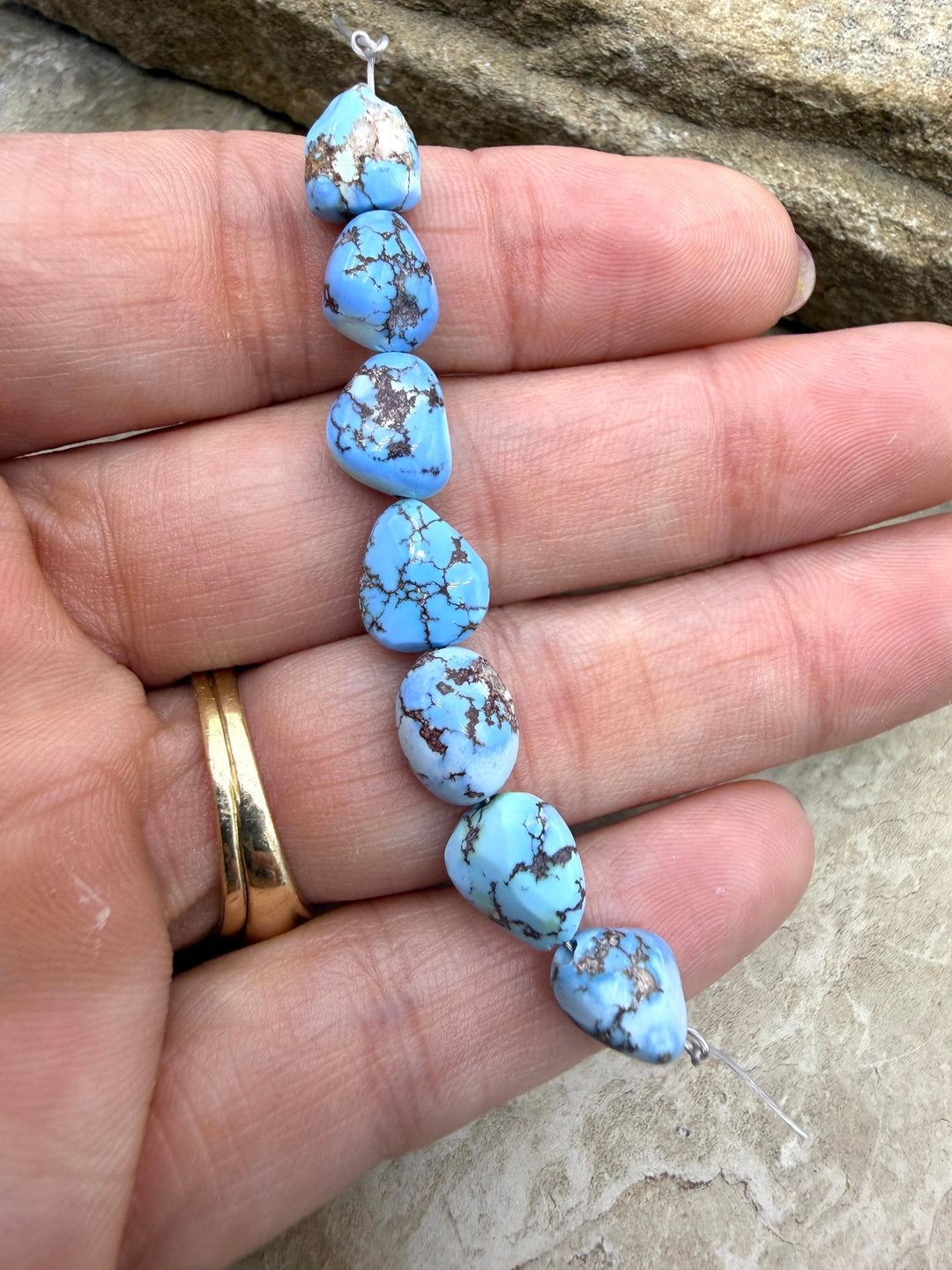 RARE AAA+ Golden Hills Turquoise (Kazakhstan) Large Rounded Nugget Beads 8-10mm, 7 Beads 