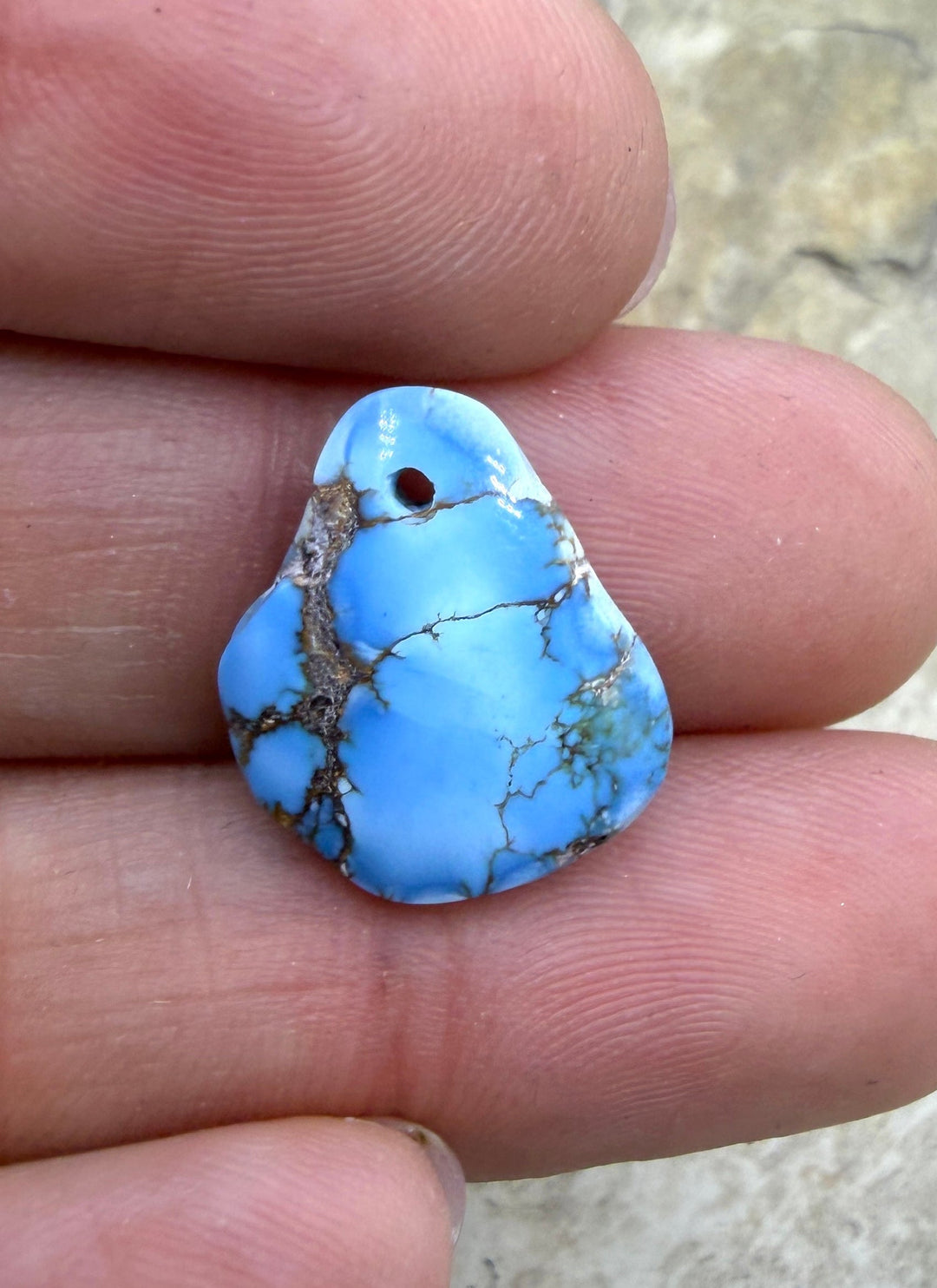RARE AAA+ Golden Hills Turquoise (Kazakhstan) Nugget Bead Pendant 13x17mm