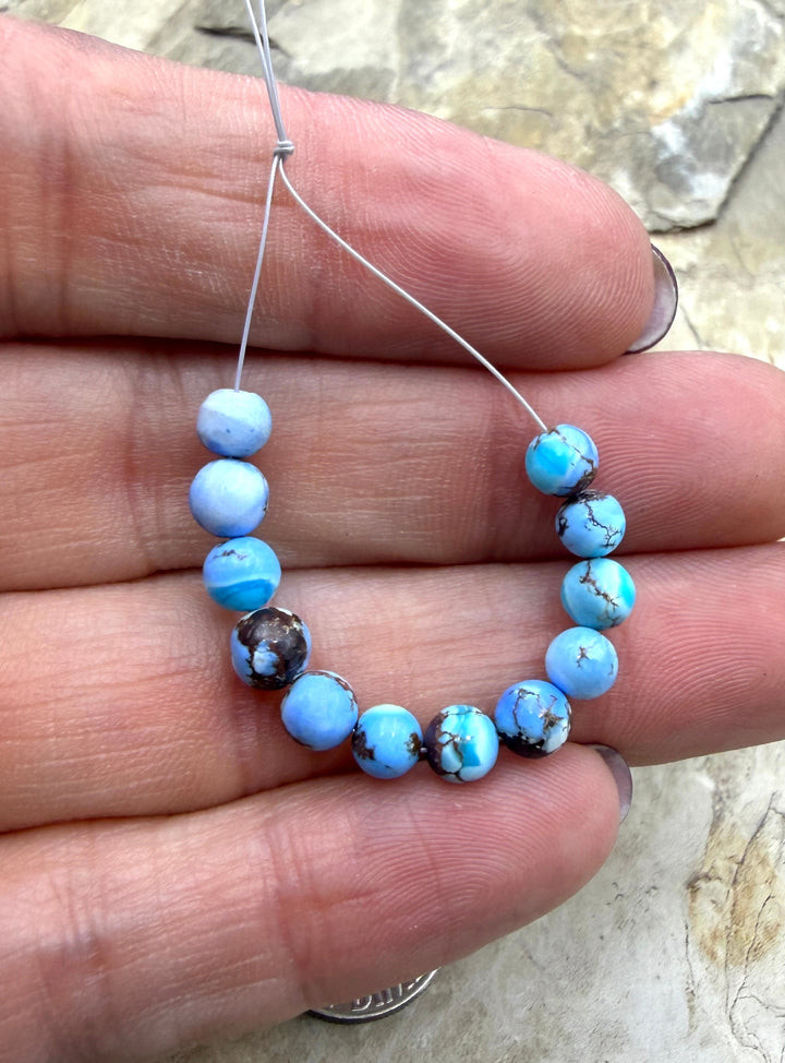 RARE AAA+ Golden Hills Turquoise (Kazakhstan) Round Beads