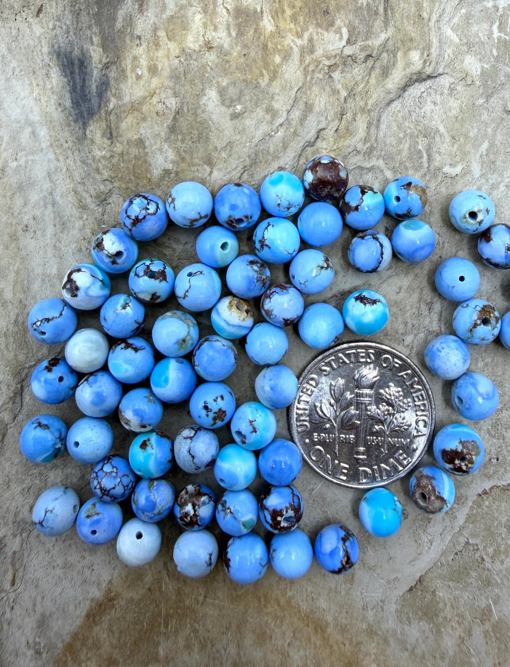 RARE AAA+ Golden Hills Turquoise (Kazakhstan) Round Beads