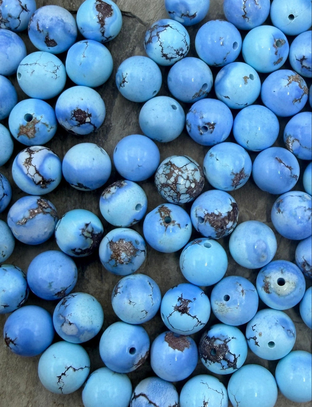 RARE AAA+ Golden Hills Turquoise (Kazakhstan) Round Beads 8-8.5mm Beads, ONE BEAD