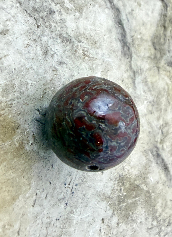 RARE AAA+ High Pattern Utah Dinosaur Bone 12mm Round Bead