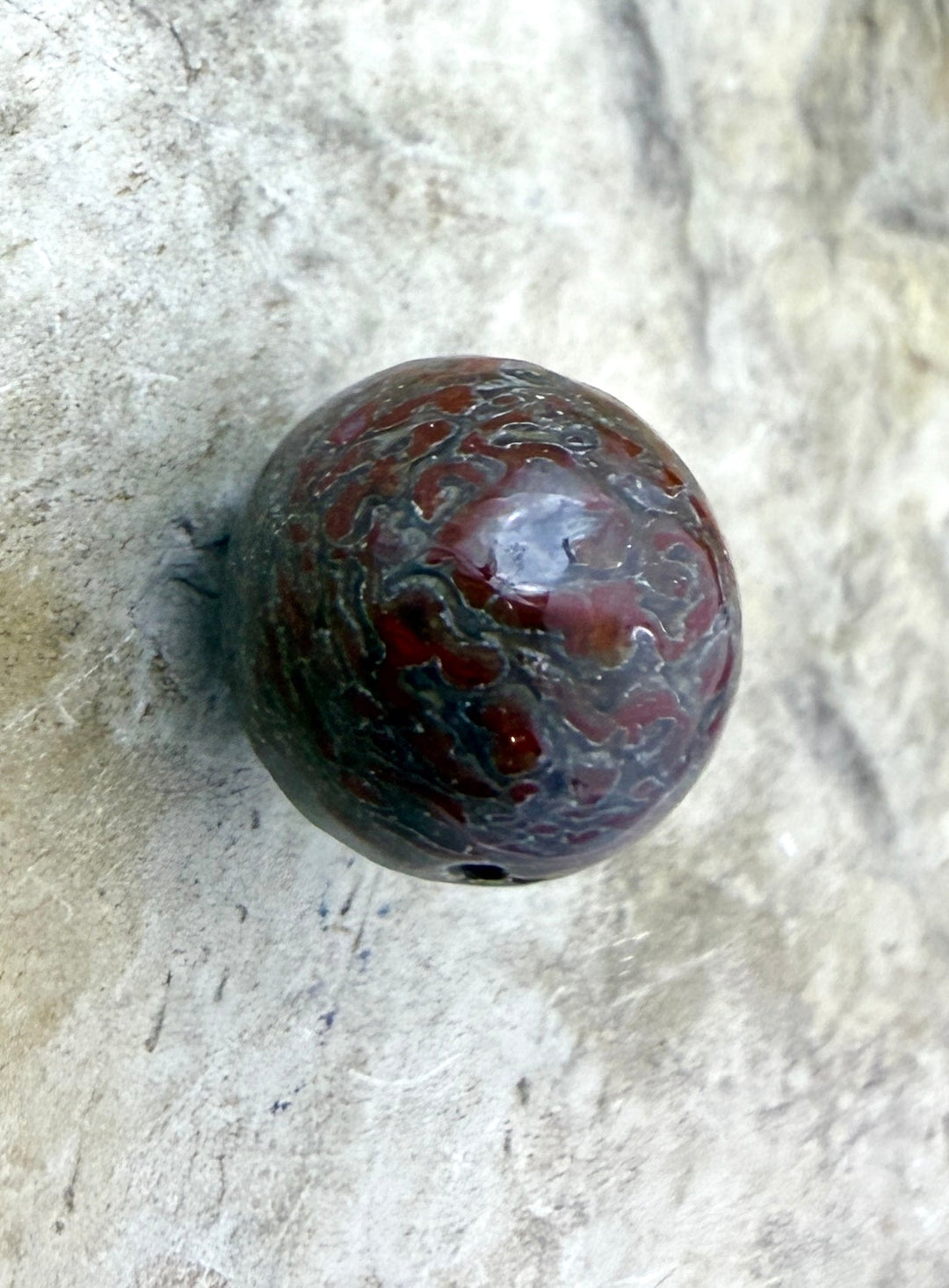 RARE AAA+ High Pattern Utah Dinosaur Bone 12mm Round Bead