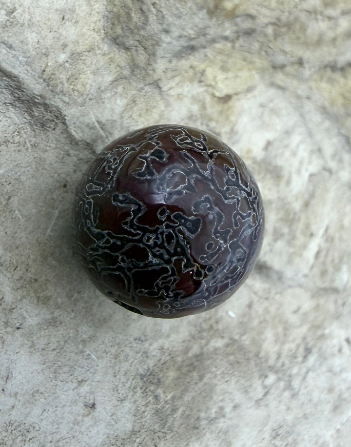 RARE AAA+ High Pattern Utah Dinosaur Bone 12mm Round Bead